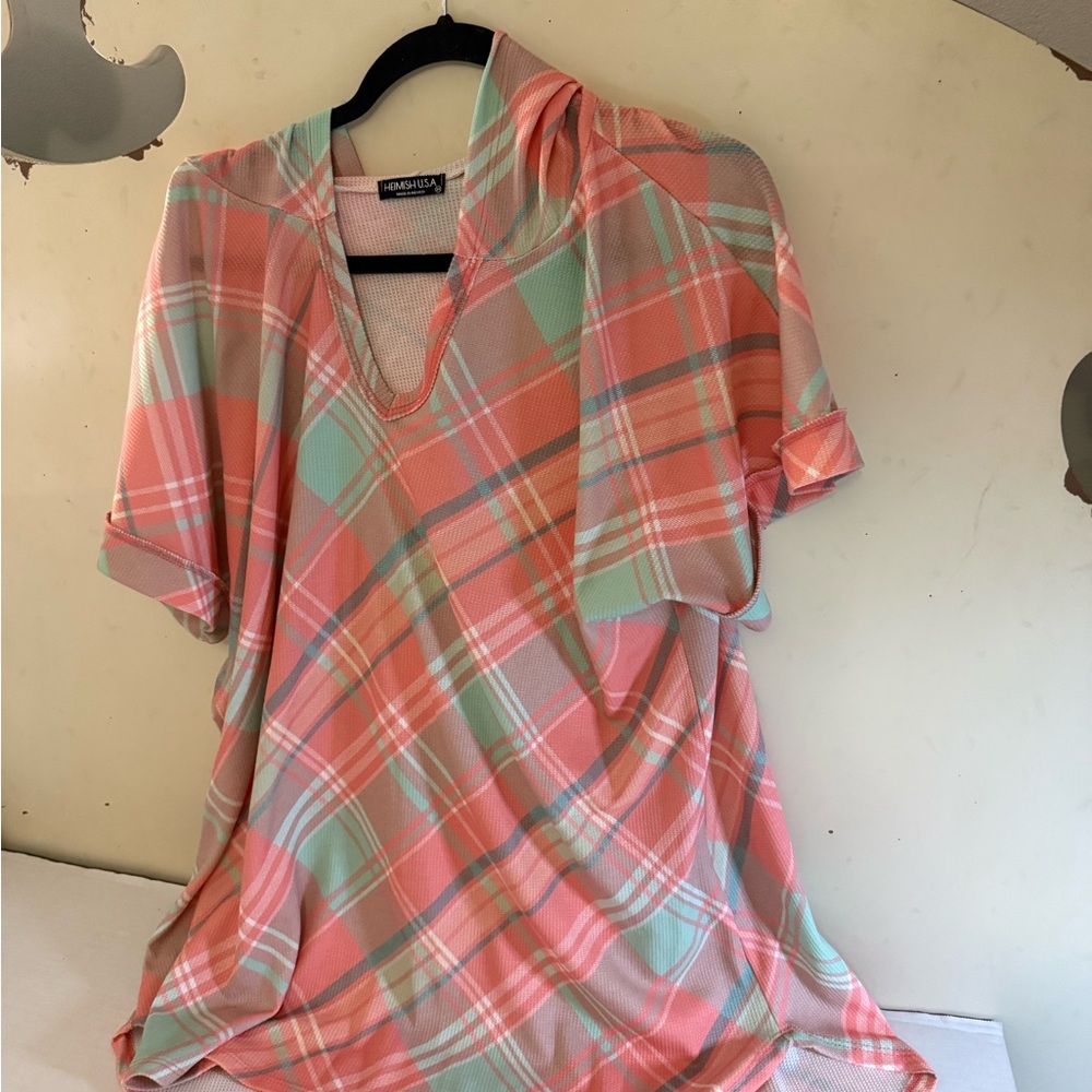 HEIMISH USA Multicolor Plaid V-Neck Top